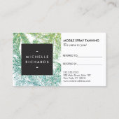 Tropical Green/Aqua Glitter Palms Referral Kaart (Achterkant)