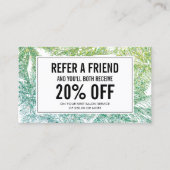 Tropical Green/Aqua Glitter Palms Referral Kaart (Voorkant)