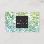 Tropical Green/Aqua Glitter Palms Visitekaartje (Voorkant)
