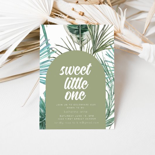 Tropical Green Baby shower Party Invite Kaart