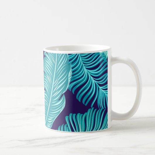 Tropical Green Blue Leaves Pattern Koffiemok (Rechts)