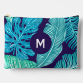 Tropical Green Blue Leaves Pattern Monogram Etui (Voorkant)