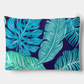 Tropical Green Blue Leaves Pattern Monogram Etui (Achterkant)