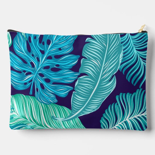 Tropical Green Blue Leaves Pattern Monogram Etui (Achterkant)