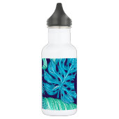 Tropical Green Blue Leaves Pattern Monogram Waterfles (Links)