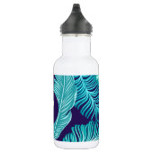 Tropical Green Blue Leaves Pattern Monogram Waterfles (Rechts)
