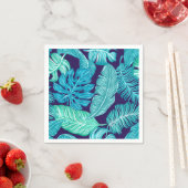 Tropical Green Blue Leaves Pattern Servet (Insitu)