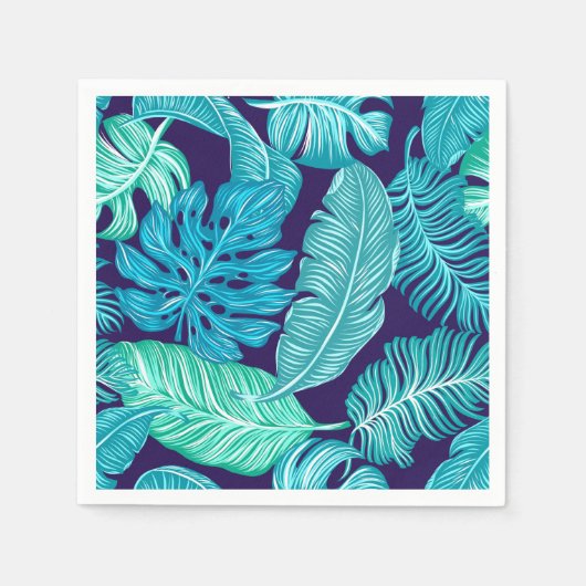 Tropical Green Blue Leaves Pattern Servet (Voorkant)