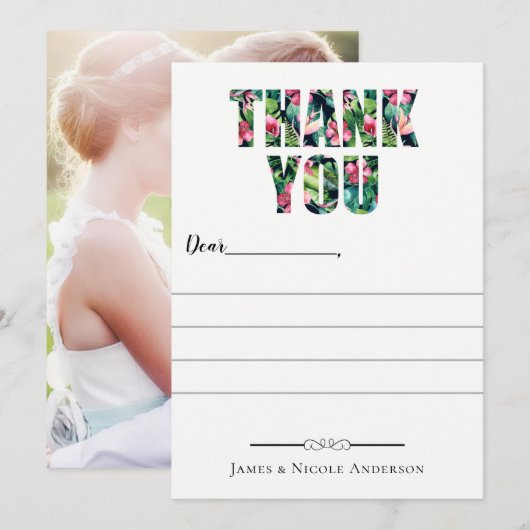 Tropical Green Botanical volledige foto dank u Bedankkaart (Voorkant / Achterkant)