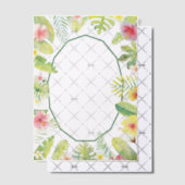 Tropical Green Foliage Red Hibiscus Vellum Uitnodigingen (Offset (Uitnodiging))