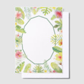 Tropical Green Foliage Red Hibiscus Vellum Uitnodigingen (Offset)