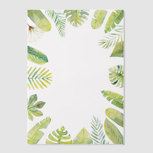 Tropical Green Foliage Vellum Uitnodigingen (Voorkant)