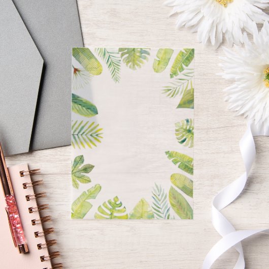 Tropical Green Foliage Vellum Uitnodigingen (Huwelijk)