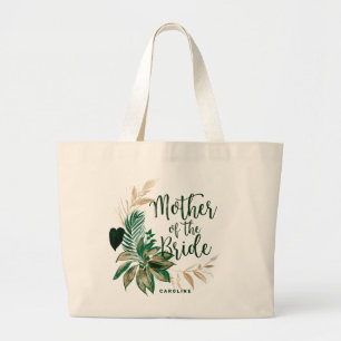 Tropical Green Foliage Wreath Mother of the Bride Grote Tote Bag