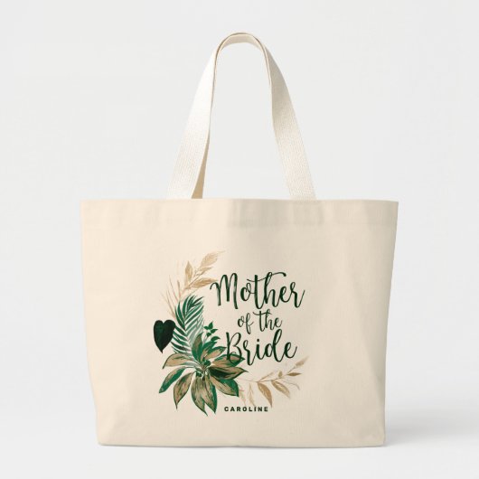 Tropical Green Foliage Wreath Mother of the Bride Grote Tote Bag (Voorkant)