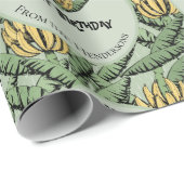 Tropical Green Go Bananas Happy Birthday Banaan Cadeaupapier (Rol Hoek)
