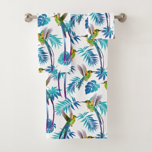 Tropical Green Hummingbirds Bad Handdoek (Insitu)