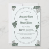 Tropical Green Leaf Wedding Invitation Kaart (Voorkant)