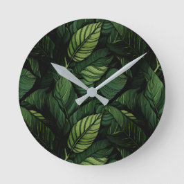 Tropical Green Leaves  Housewarming Gift Ronde Klok