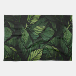 Tropical Green Leaves  Housewarming Gift Theedoek