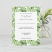 Tropical Green Leaves Wedding Kaart (Staand voorkant)