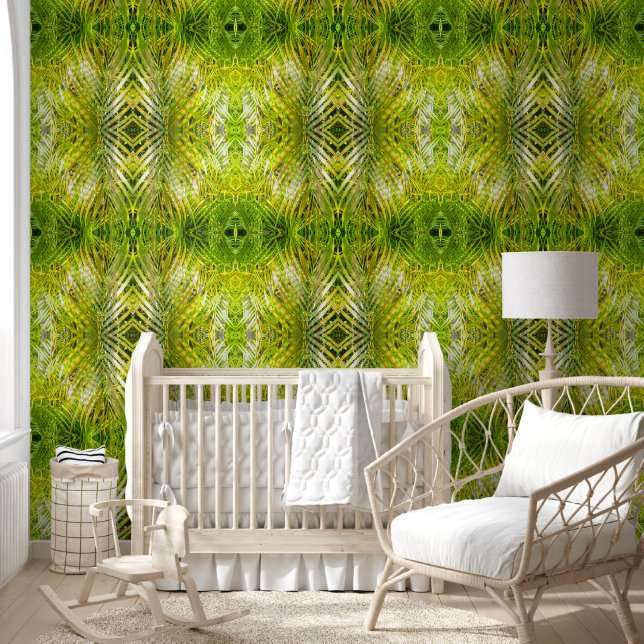 Tropical green palm leaves sunlight L-size pattern Behang (Kinderen)