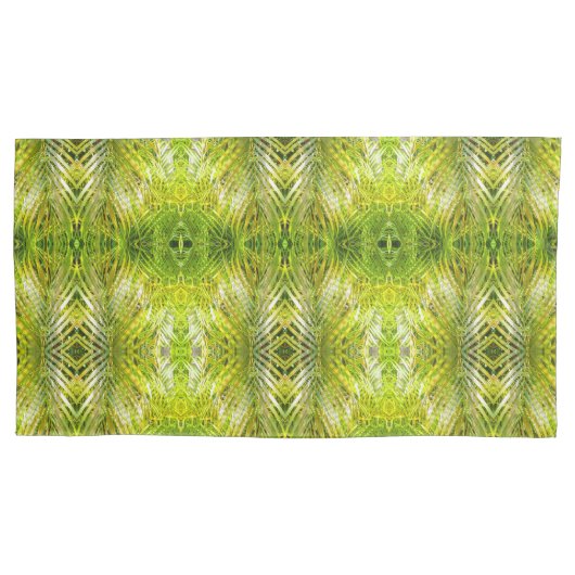 Tropical green palm leaves sunlight M-size pattern Kussensloop (Voorkant)