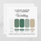 Tropical Green Palm Summer Wedding Palette Card Kaart (Voorkant / Achterkant)