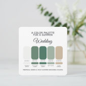 Tropical Green Palm Summer Wedding Palette Card Kaart (Staand voorkant)