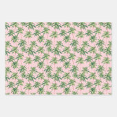 Tropical Green Palm Trees on Pink Inpakpapier Vel (Voorkant)