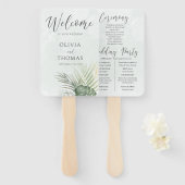 Tropical Green Palm Wedding Program Handwaaier (Voorkant en achterkant)