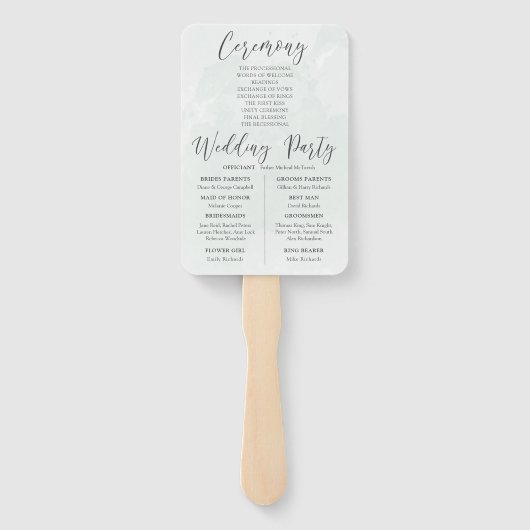 Tropical Green Palm Wedding Program Handwaaier (Achterkant)