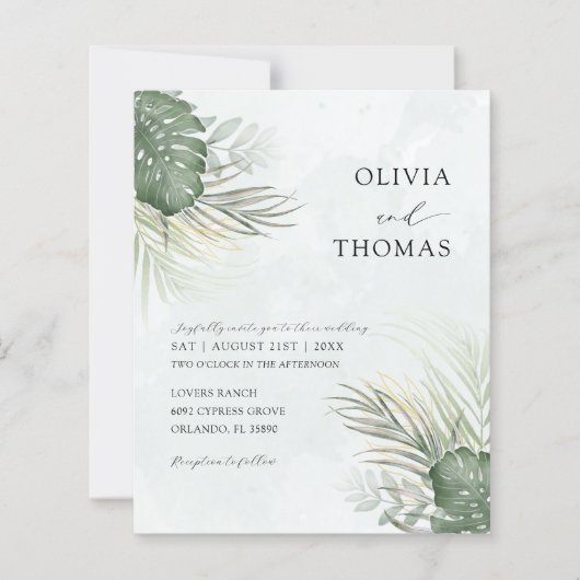 Tropical Green Palms BUDGET Wedding  (Voorkant)
