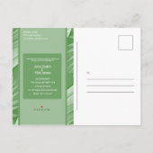 Tropical Green Theme Wedding Invitation Briefkaart (Achterkant)