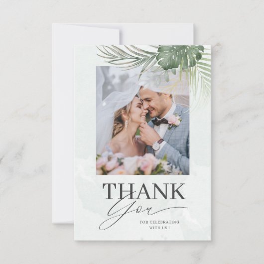 Tropical Green Tropical Thank You Wedding  Bedankkaart (Voorkant)