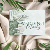 Tropical Green Watercolor Wedding Details Informatiekaartje