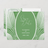 Tropical Green Wedding Aankondiging Briefkaart (Voorkant / Achterkant)