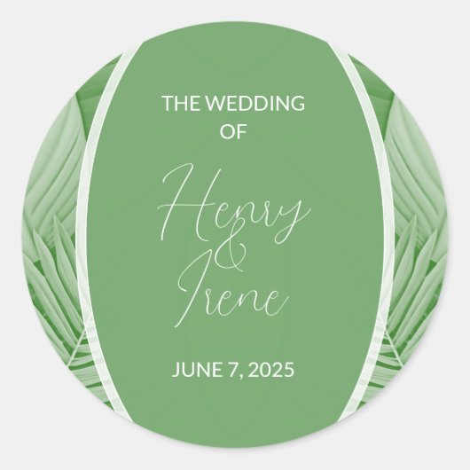 Tropical Green Wedding Custom Sticker (Voorkant)
