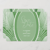 Tropical Green Wedding Photo QR Code Bewaar de dat Save The Date (Voorkant / Achterkant)