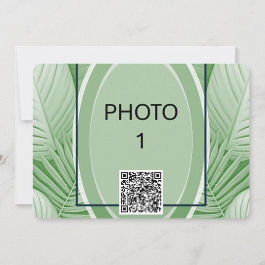 Tropical Green Wedding Photo QR Code Bewaar de dat Save The Date (Achterkant)