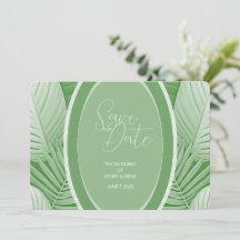 Tropical Green Wedding Photo QR Code Bewaar de dat
