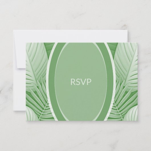 Tropical Green Wedding RSVP Response Kaart (Voorkant)