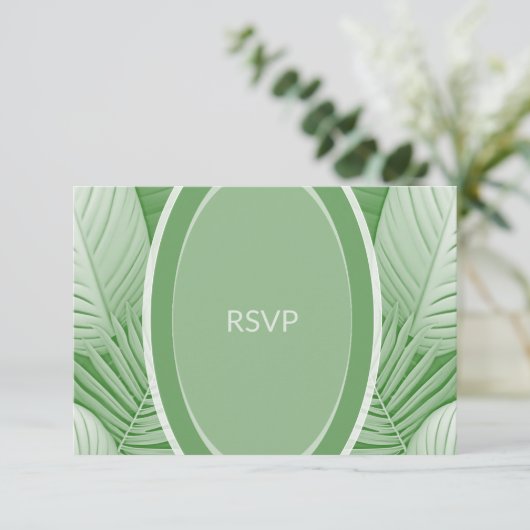 Tropical Green Wedding RSVP Response Kaart (Staand voorkant)