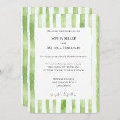 Tropical Green White Stripes Wedding Kaart (Voorkant / Achterkant)