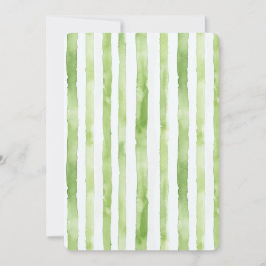 Tropical Green White Stripes Wedding Kaart (Achterkant)