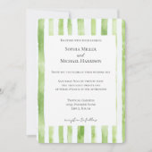 Tropical Green White Stripes Wedding Kaart (Voorkant)