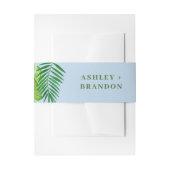 Tropical Greenery Blue Background Wedding Invite Uitnodigingen Wikkel (Voorkant Voorbeeld)