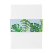 Tropical Greenery Blue Background Wedding Invite Uitnodigingen Wikkel (Achterkant Voorbeeld)