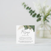 Tropical Greenery Botanical QR Code Wedding RSVP Informatiekaartje (Staand voorkant)