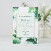 Tropical Greenery Botanical Wedding Dank u kaart (Staand voorkant)